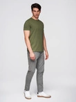 Klasické bavlnené pánske tričko BASIC - khaki V6 OM-TSBS-0236