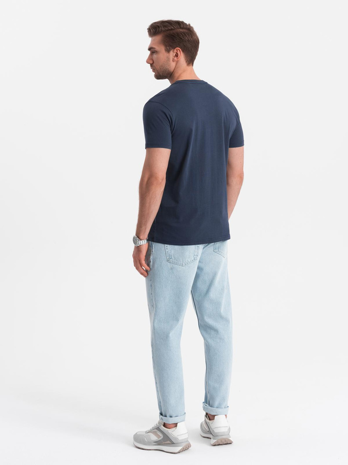 Tricou casual pentru bărbați cu buzunare aplicate - albastru marin V10 OM-TSCT-0109