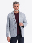 Blazer bărbătesc cu croială REGULAR cu in - albastru deschis V3 OM-BLZB-0128