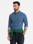 Pánska košeľa SLIM FIT s jemným vzorom - tmavomodrá V1 OM-SHCS-0140