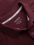 Vyriški vienspalviai trikotažiniai pique BASIC polo marškinėliai - bordo spalvos V10 OM-POBS-0100