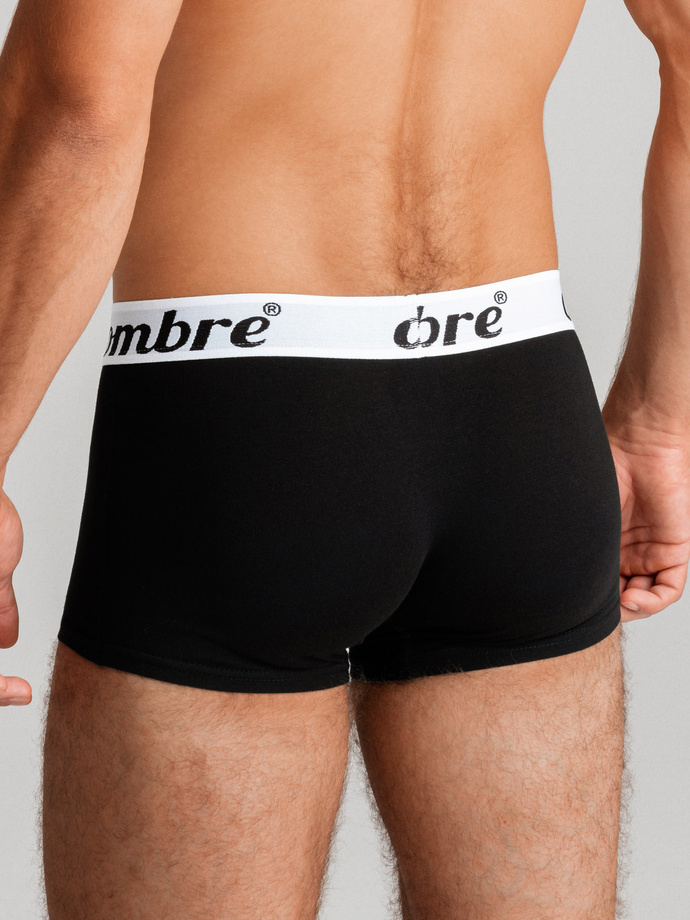 Pánske kontrastné bavlnené boxerky - 7-pack čierne V1 OM-UNBO-0100