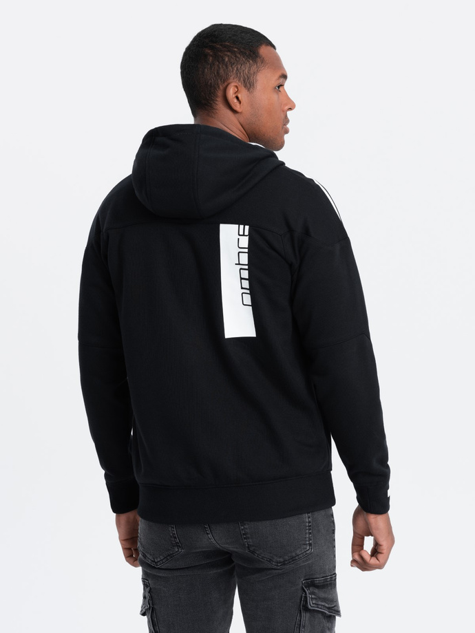 Men's unbuttoned hooded sweatshirt - black V2 OM-SSZP-22FW-006