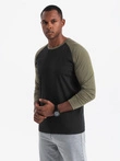 Men's longsleeve with raglan contrast sleeves - black/olive V3 OM-LSCL-0105