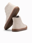 Men's ankle sneakers with rubber sole - cream V1 OM-FOTH-0187