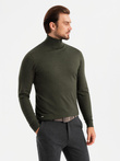 Men's knitted turtleneck with viscose - dark grey V5 OM-SWTN-0127