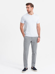 Elegantné pánske nohavice SLIM FIT chino - svetlosivé V1 OM-PACP-0191