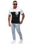 Men's plain hooded t-shirt S682 - white