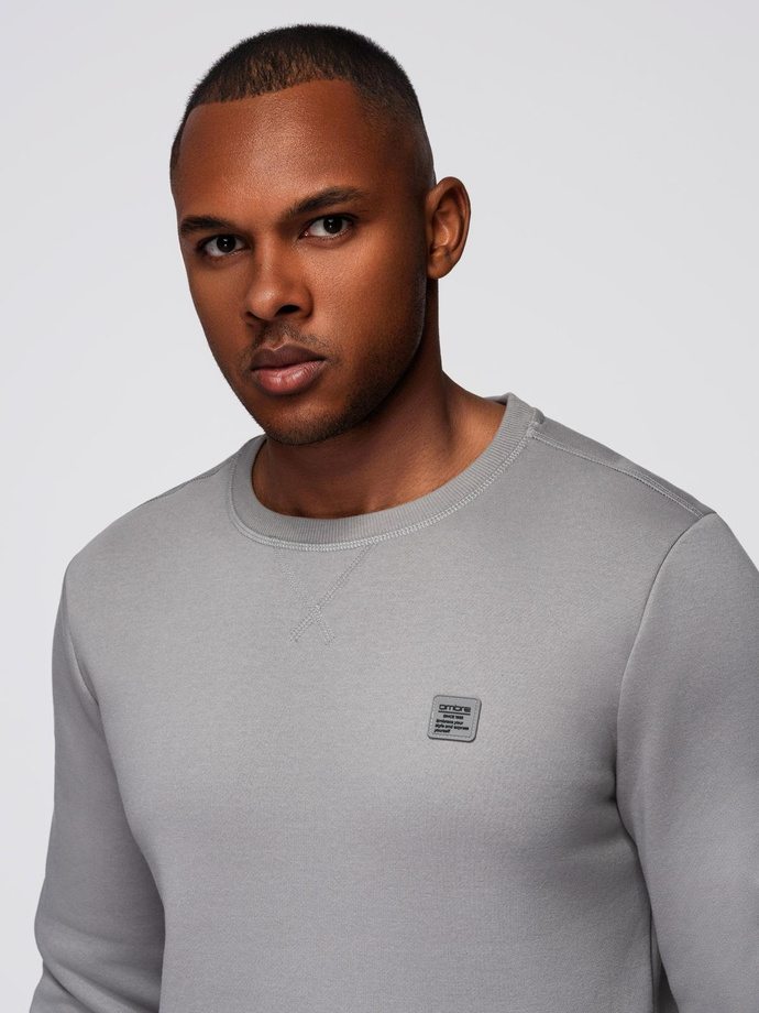 Men's classic round neck sweatshirt - grey V4 OM-SSNZ-0243