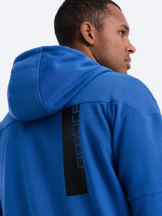 Men's unbuttoned hooded sweatshirt - blue V5 OM-SSZP-22FW-006