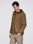 Men's lightweight jacket with waterproof coating and hood- brown V2 C638