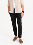 Pantaloni chino pentru bărbați cu talie decorativă - negru V1 OM-PACP-0118