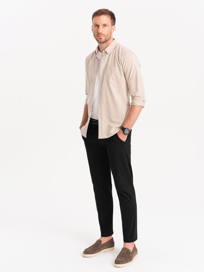 Pantaloni chino pentru bărbați cu talie decorativă - negru V1 OM-PACP-0118