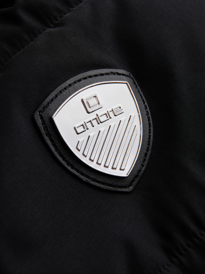 Pánska prešívaná bunda bomber s kovovými zipsami - čierna V1 OM-JALP-0143