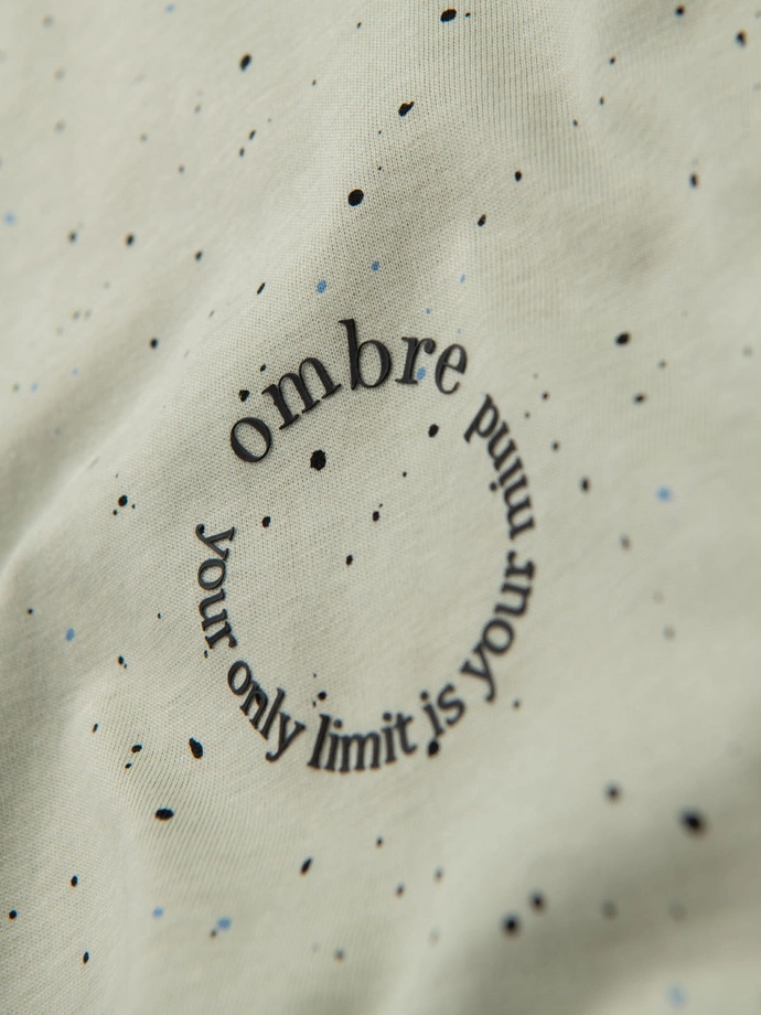 Tricou din bumbac imprimat cu decolteu rotund - negru V2 OM-TSFP-0225