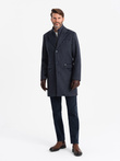 Unzipped men's wool coat - navy blue V1 OM-COWC-0121