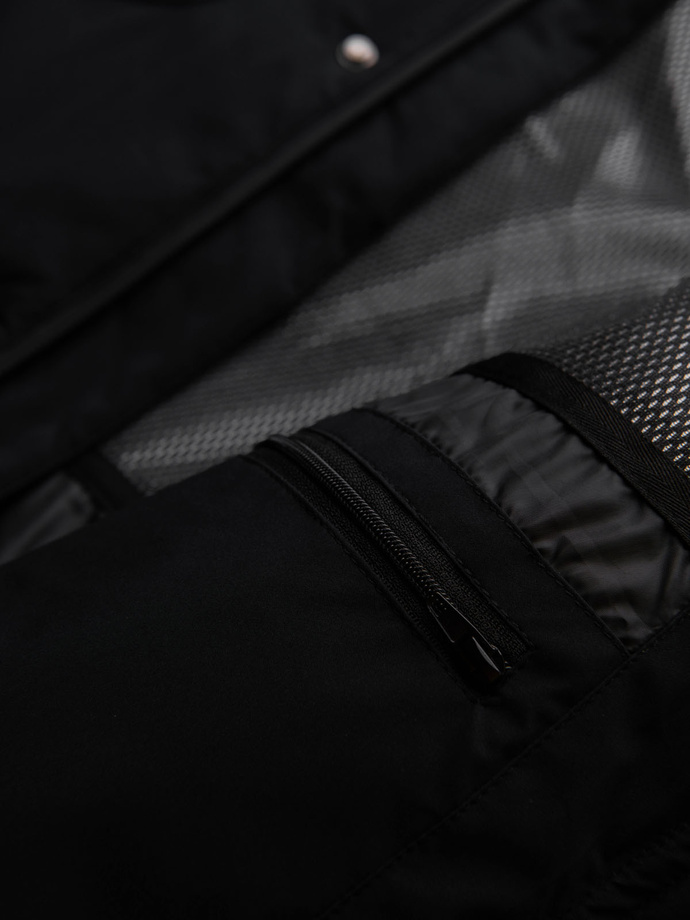 Men's winter jacket with detachable hood in waterproof material - black V3 OM-JAHP-0306