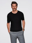Men's structured knitted t-shirt - black V3 OM-TSCT-0253