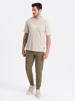 Pantaloni de trening jogger din bumbac pentru bărbați BASIC - olive V2 OM-PABS-0174