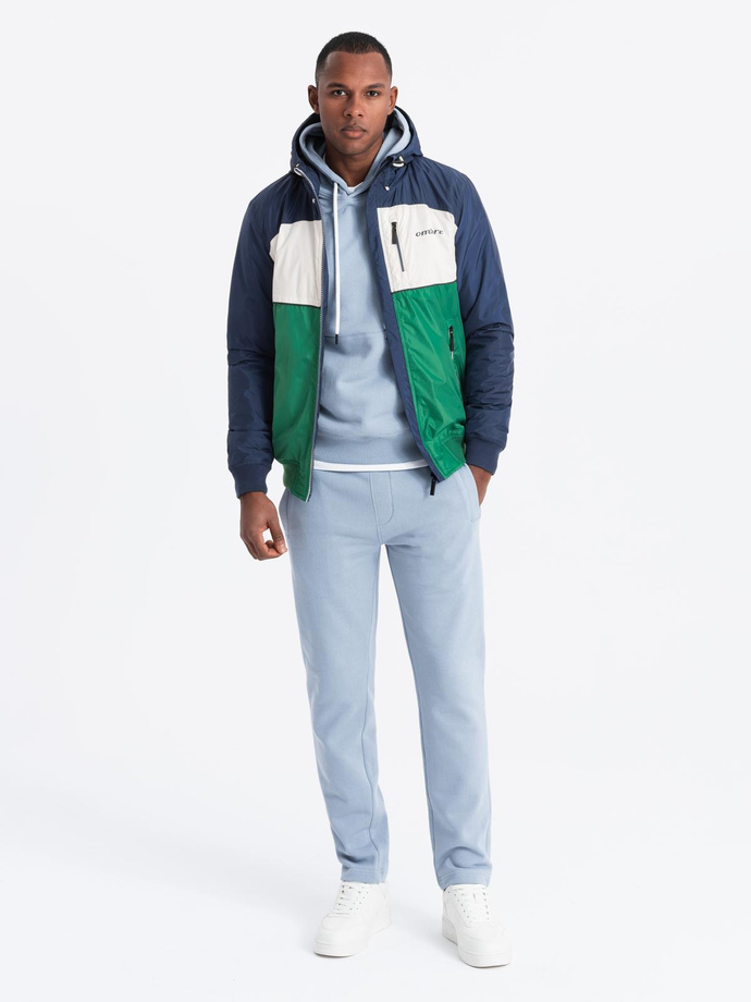 Jachetă sport ușoară colorată pentru bărbați cu fleece - verde și albastru marin V20 OM-JANP-0194