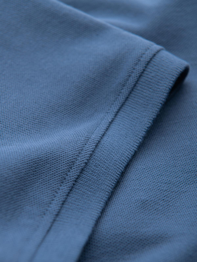 BASIC tricou polo pentru bărbați, tricou piqué monocolor - albastru V16 OM-POBS-0100