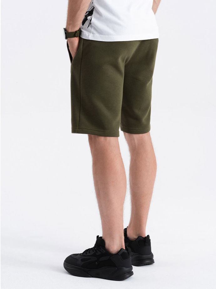 Men's short shorts with pockets - dark olive V16 OM-SRBS-0109