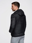Ultralight men's natural down jacket with stowable pouch - black V1 OM-JALP-0211