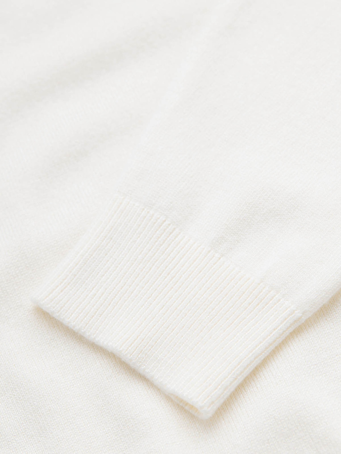 Men's knitted half turtleneck with viscose - cream V4 OM-SWTN-0100 