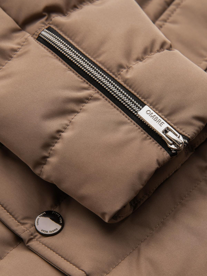Pánská prošívaná bunda - béžová V5 OM-JALP-0188