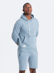 Men's sweatshirt set kangaroo sweatshirt + shorts - blue V7 Z75