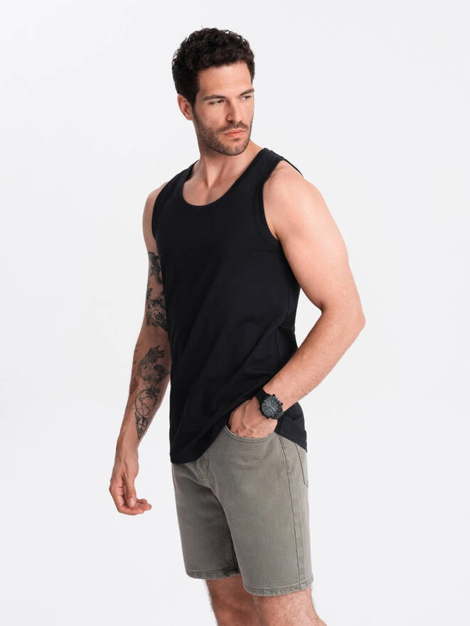 Tricou de bumbac pentru bărbați BASIC - negru V3 OM-TSBT-0192