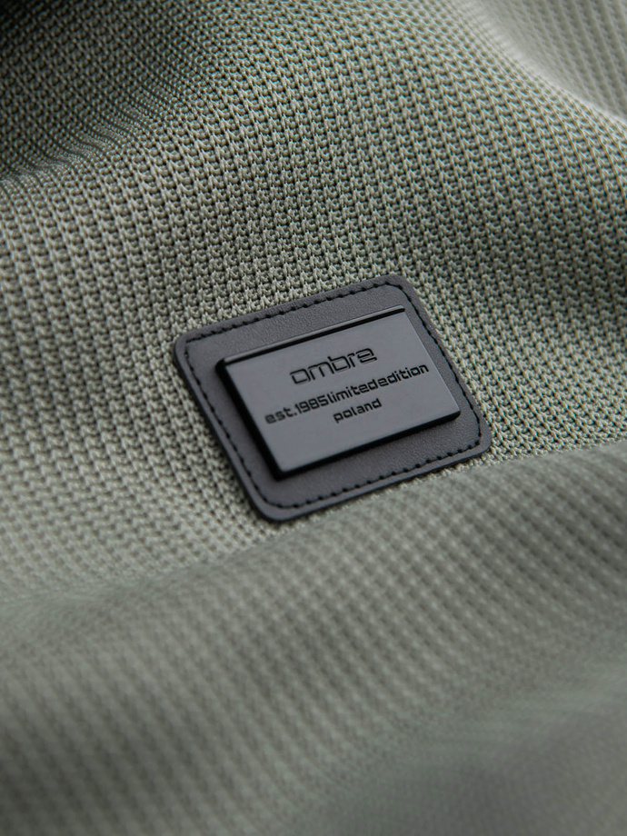 Jachetă pentru bărbați cu guler înalt și interior din fleece - kaki V3 OM-JANP-0154