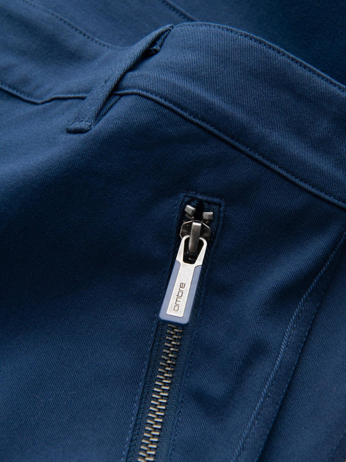 Pánske nohavice STRAIGHT LEG cargo s vreckami na zips - tmavomodré V1 OM-PACG-0204