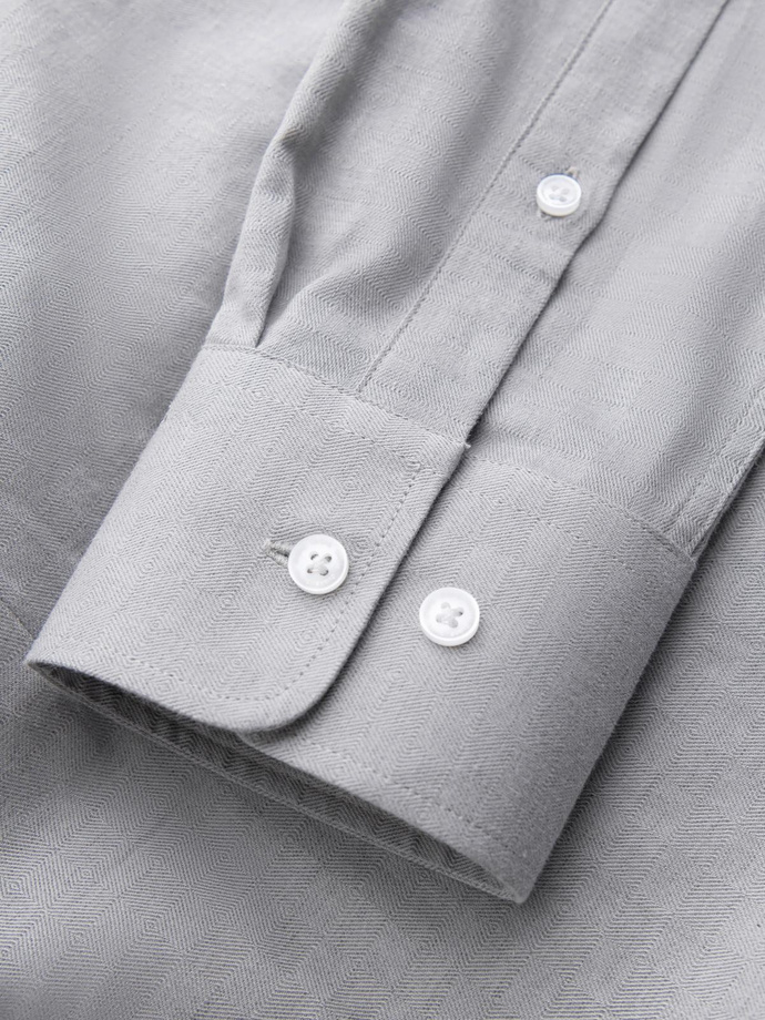 Cămașă SLIM FIT pentru bărbați din material decorativ - gri V2 OM-SHCS-0175