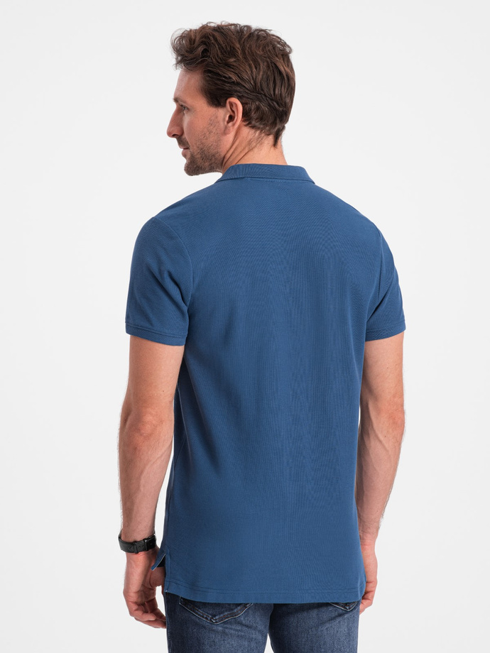 Tricou polo bărbătesc din tricot piqué - albastru închis V13 S1374