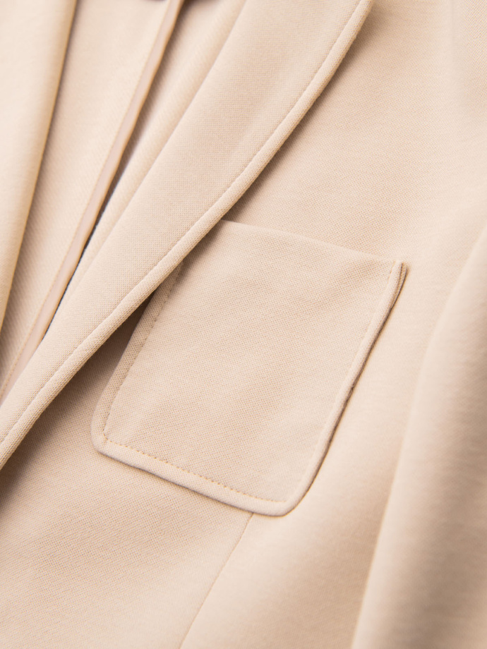 Pánská bunda SLIM z jemně strukturovaného úpletu - béžová V5 OM-BLZB-0101