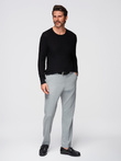 Structured men's sweater with round neckline - black V3 OM-SWSW-0181