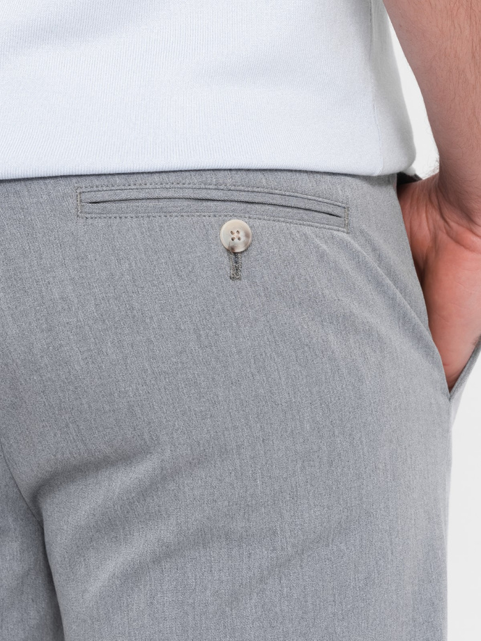 Elegant men's SLIM FIT chino pants - light grey V1 OM-PACP-0191