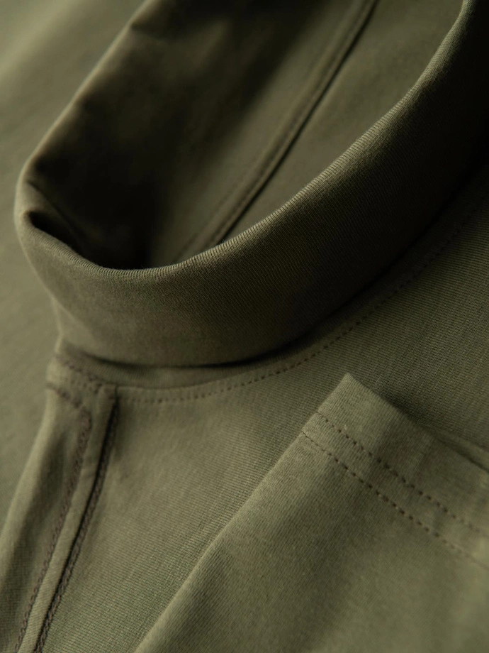 Pánský rolák s dlouhým rukávem - tmavě olivově zelený V4 OM-LSCL-0130