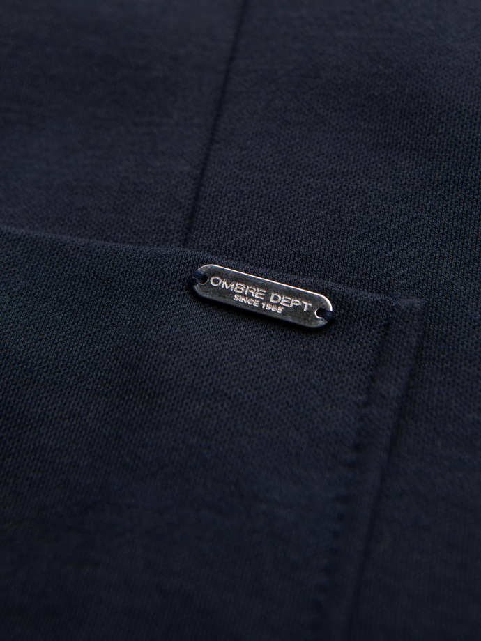 Men's SLIM knit jacket with subtle texture - navy blue V3 OM-BLZB-0101