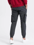 Pantaloni bărbătești JOGGER cu buzunare cargo cu fermoar și fermoar - grafit V6 OM-PAJO-0135