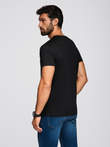 Tricou pentru bărbați cu broderie pe piept - negru V1 OM-TSPT-0248