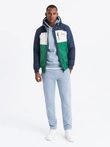 Jachetă sport ușoară colorată pentru bărbați cu fleece - verde și albastru marin V20 OM-JANP-0194