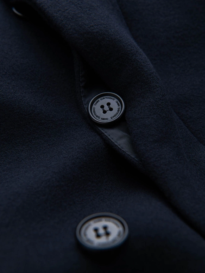 Pánský kabát s asymetrickým zapínáním - tmavě modrý V3 OM-COWC-0102