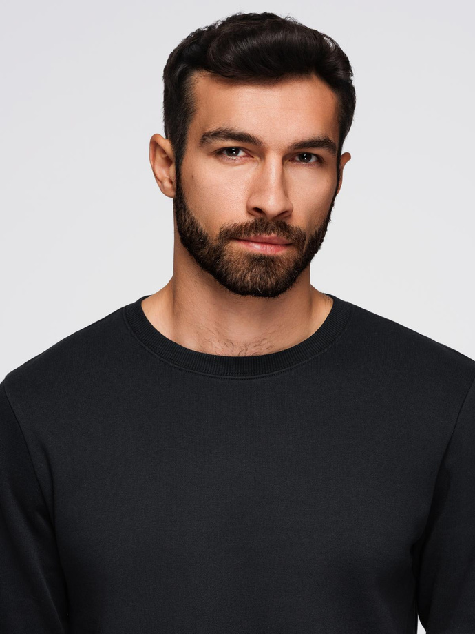 BASIC men's sweatshirt with round neckline - black V5 OM-SSBN-0175