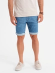 Pantaloni scurți casual pentru bărbați SLIM FIT jacquard knit - albastru marin V1 OM-SRCS-0168