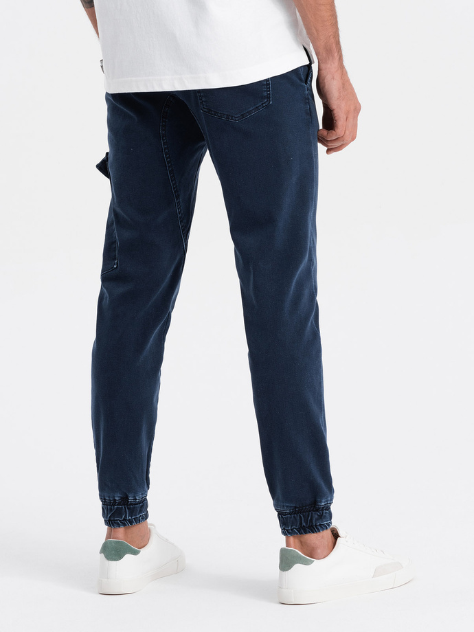 Pantaloni bărbați JOGGERS cu buzunar cargo - albastru marin V3 OM-PADJ-0112