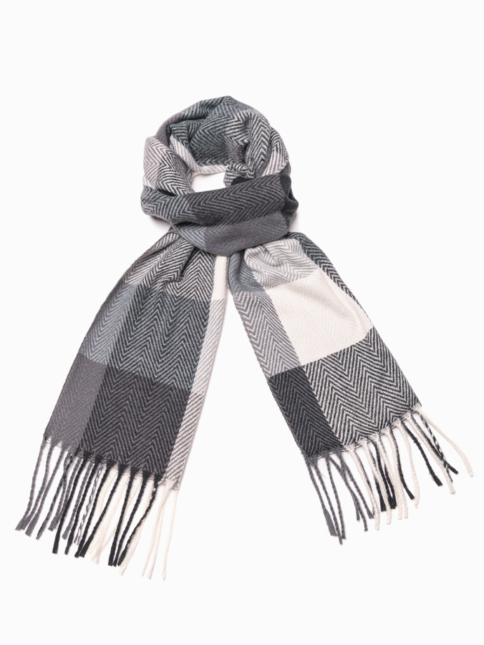 Men's scarf  - dark grey/white A408