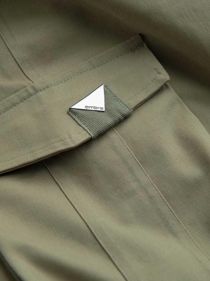 Men's STRAIGHT LEG cargo pants with triangle pocket pin - olive V2 OM-PACG-0196