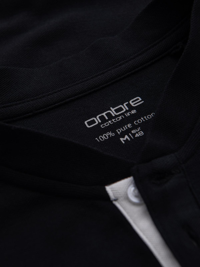 Tricou polo fără guler pentru bărbați - negru V8 OM-TSCT-0156